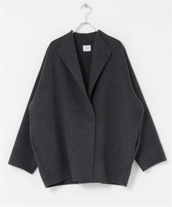 羊毛雙面呢中長版大衣(炭灰色-M-CHARCOAL GRAY)