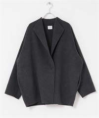 羊毛雙面呢中長版大衣(炭灰色-M-CHARCOAL GRAY)