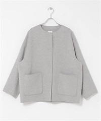 羊毛雙面呢無領中長版大衣(灰色-M-GRAY)