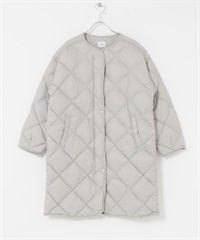輕量羽絨絎縫長大衣(淺灰膚色-M-其他灰色)