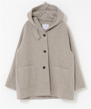 空氣感羊毛連帽大衣(灰膚色-M-其他膚色)