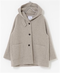空氣感羊毛連帽大衣(灰膚色-M-其他膚色)
