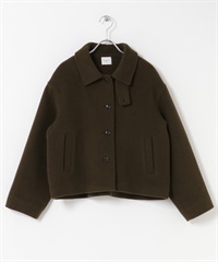 混羊毛填充短版大衣(棕色-M-BROWN)