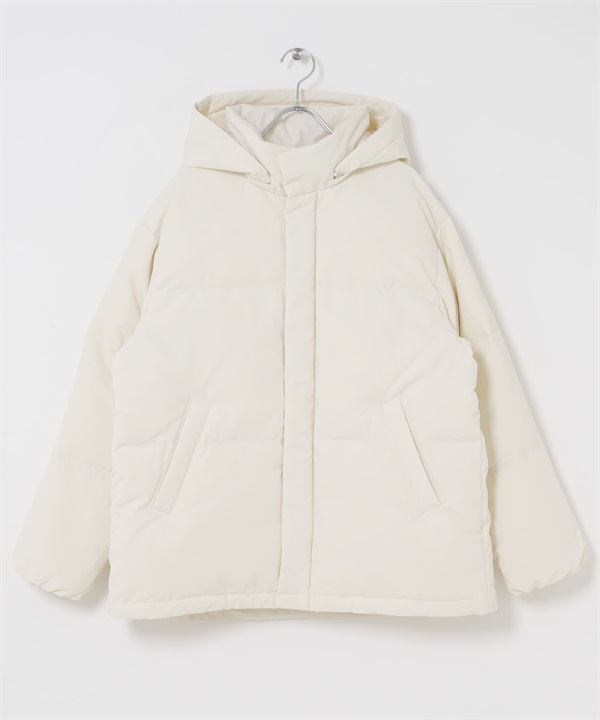 2WAY連帽中長版羽絨外套(象牙白-M-IVORY)