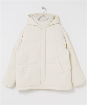 2WAY連帽中長版羽絨外套(象牙白-M-IVORY)