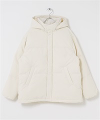 2WAY連帽中長版羽絨外套(象牙白-M-IVORY)
