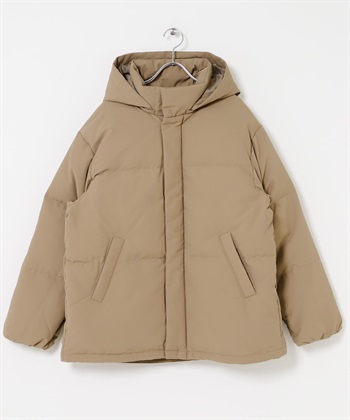 2WAY連帽中長版羽絨外套(淺摩卡色-M-MOCHA)