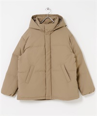 2WAY連帽中長版羽絨外套(淺摩卡色-M-MOCHA)