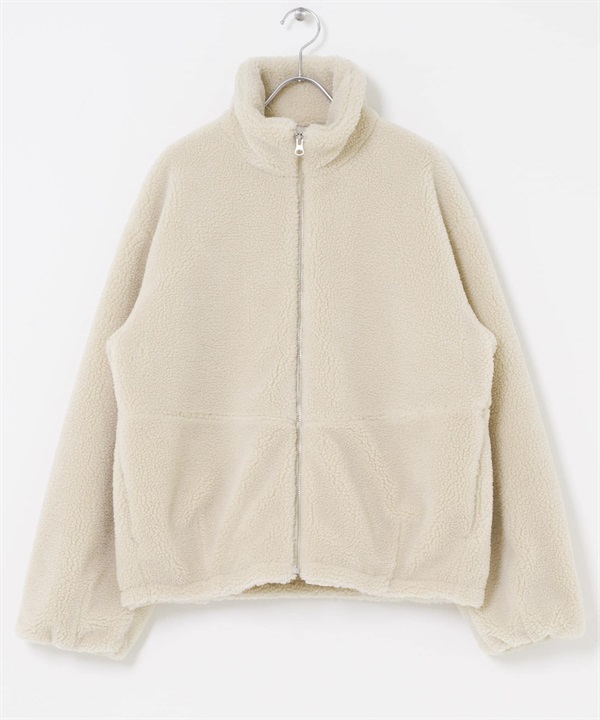 拉鍊絨毛夾克(米色-FREE-OFF WHITE)