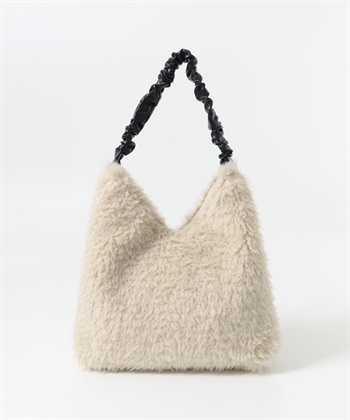 仿皮草手提包(象牙白-one-IVORY)