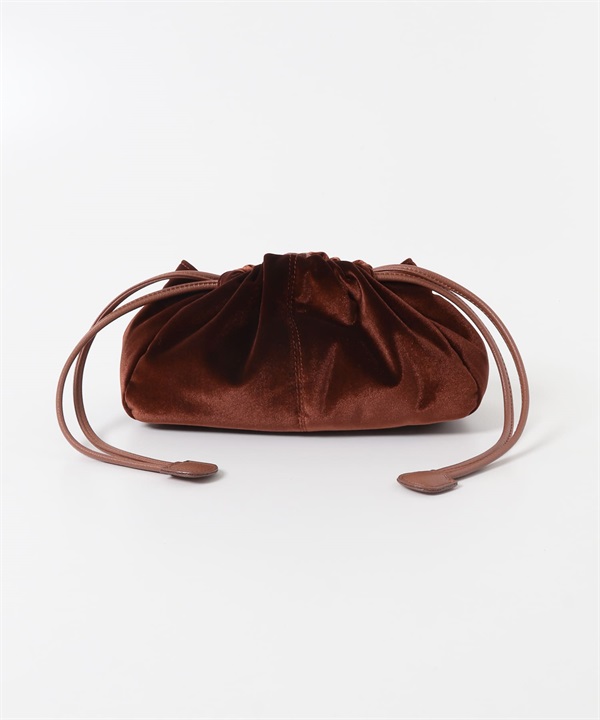 2WAY絲絨肩背束口包(磚紅色-one-其他棕色)