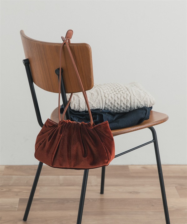 2WAY絲絨肩背束口包