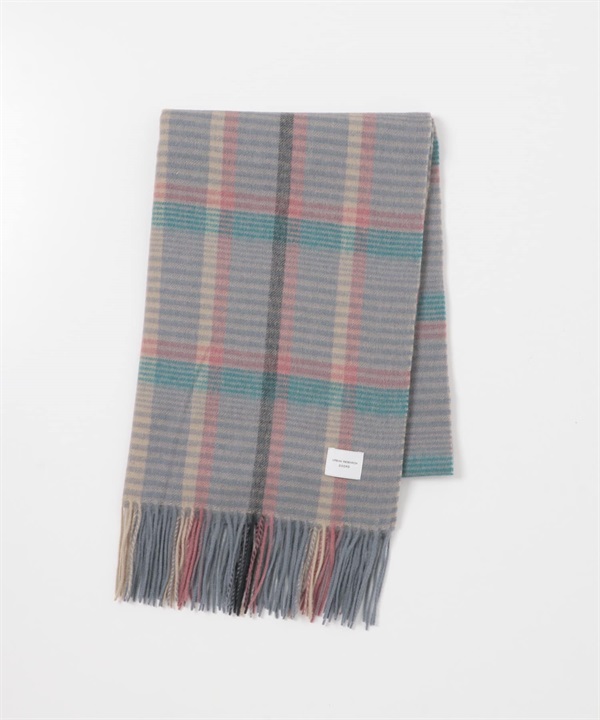 羊毛格紋圍巾(灰色-one-GRAY)