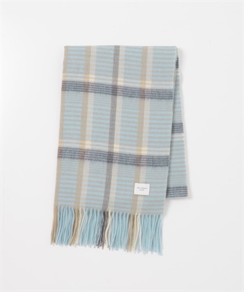 羊毛格紋圍巾(藍色-one-BLUE)