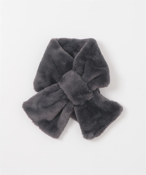 仿皮草短圍巾(炭灰色-one-CHARCOAL GRAY)