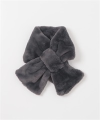 仿皮草短圍巾(炭灰色-one-CHARCOAL GRAY)