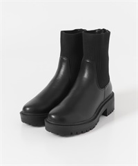 針織拼接短靴(黑色-36-BLACK)