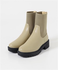 針織拼接短靴(膚色-36-BEIGE)