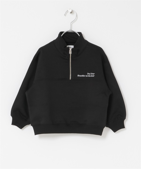 半拉鍊空氣層套衫(KIDS)(黑色-120-BLACK)