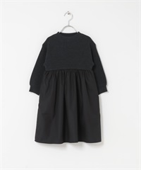 針織拼接洋裝(KIDS)(黑色-120(115-125)-BLACK)