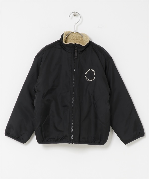 雙面穿絨毛夾克(KIDS)(黑色x膚色-120-其他黑色)