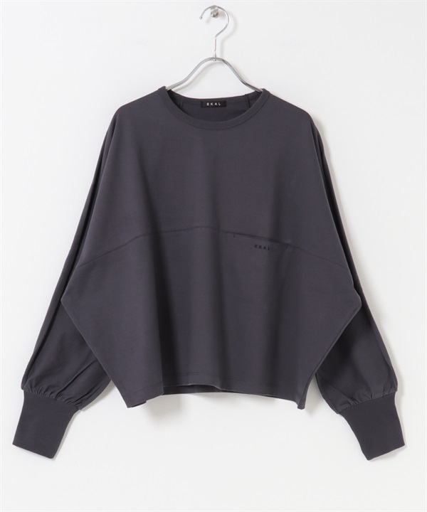 EKAL / 剪接蝙蝠袖上衣(炭灰色-one-CHARCOAL GRAY)