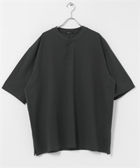 EKAL / UR TECH 柔滑涼感亨利領短袖T恤(炭灰色-M-CHARCOAL GRAY)