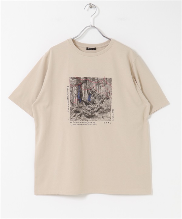 EKAL / 相片印花短袖T恤(膚色-one-BEIGE)