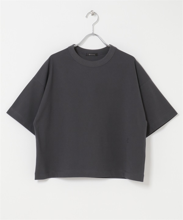 EKAL / UR TECH 柔滑涼感LOGO刺繡T恤(炭灰色-one-CHARCOAL GRAY)