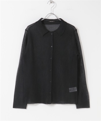 EKAL / 透膚羅紋針織開襟衫(黑色-FREE-BLACK)