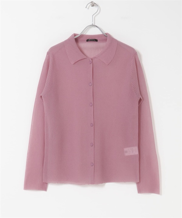 EKAL / 透膚羅紋針織開襟衫(酒紅色-FREE-BORDEAUX)