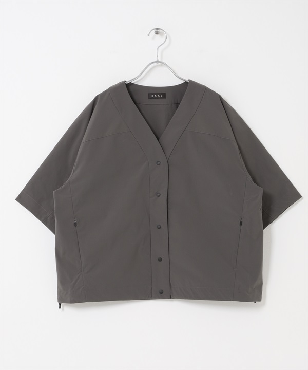 EKAL / SOLOTEX®短袖棒球襯衫開襟衫(石墨灰-one-CHARCOAL GRAY)