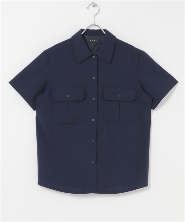 EKAL / SMOOTH WOOLY LIKE獵裝襯衫(藏青色-one-NAVY)