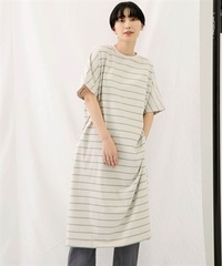 EKAL / 自然橫紋短袖洋裝