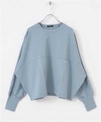 EKAL / 刺繡 LOGO 蝙蝠袖上衣(藍色-one-BLUE)