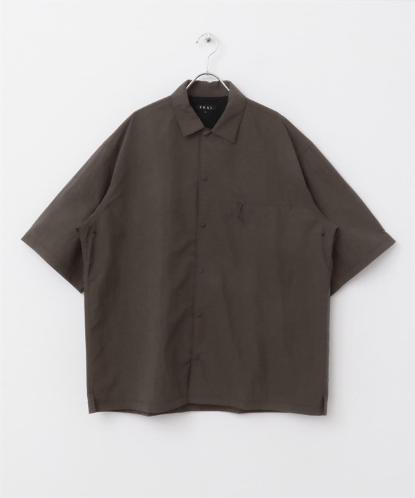 EKAL / 超輕防潑水尼龍短袖襯衫(棕色-M-BROWN)