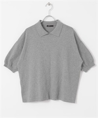 EKAL / 五分袖針織POLO衫(灰色-one-GRAY)