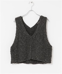 EKAL / 混羊毛棉結背心(炭灰色-one-CHARCOAL GRAY)