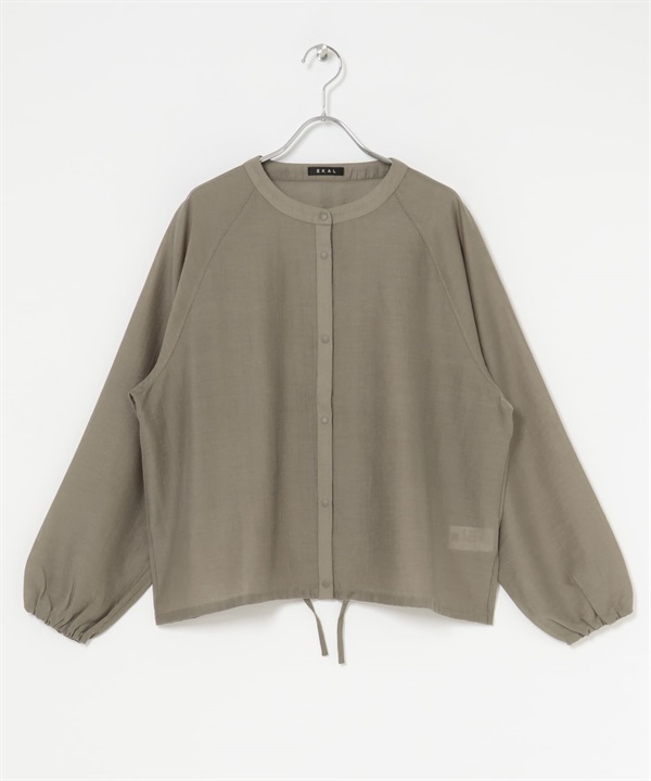 EKAL / 透膚罩衫式開襟衫(灰膚色-one-其他膚色)