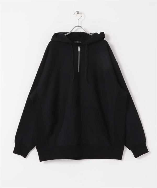 EKAL / Quick Dry 半拉鍊連帽上衣(黑色-M-BLACK)
