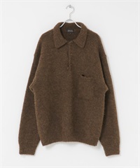 EKAL / 絨毛針織POLO衫(棕色-M-BROWN)