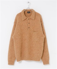 EKAL / 絨毛針織POLO衫(褐色-M-其他綠色)