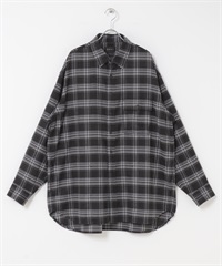 EKAL / 格紋襯衫(黑色-M-BLACK)