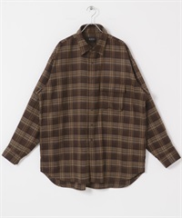 EKAL / 格紋襯衫(棕色-M-BROWN)