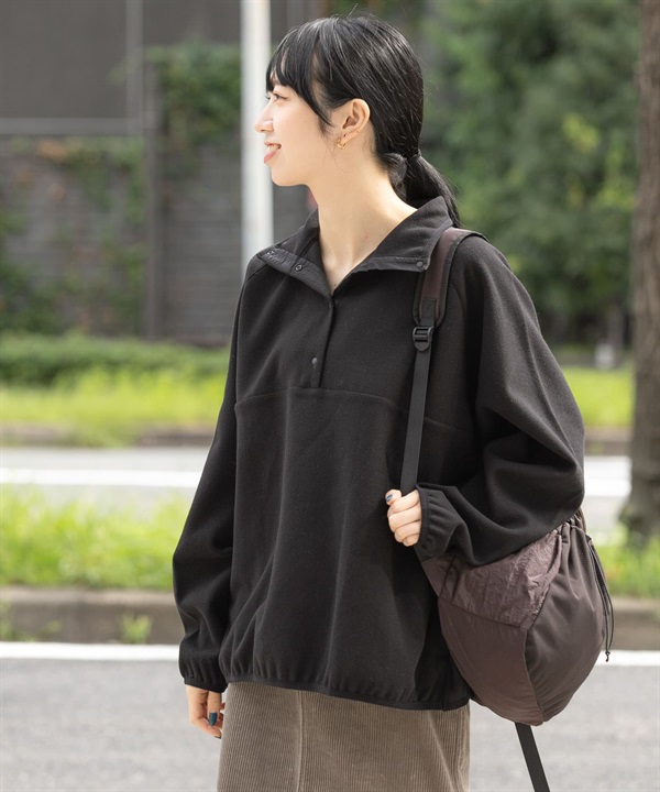 EKAL / 起毛彈性立領套衫