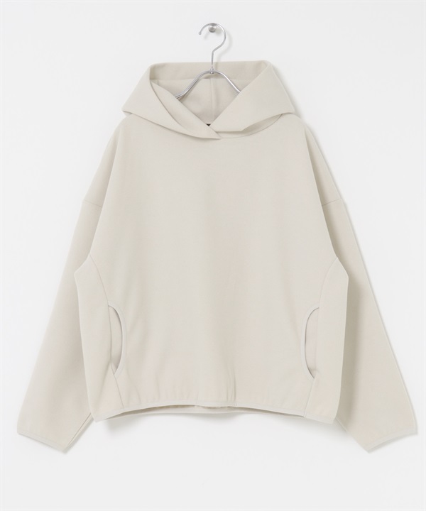 EKAL / 起毛彈性連帽上衣(象牙白-one-IVORY)