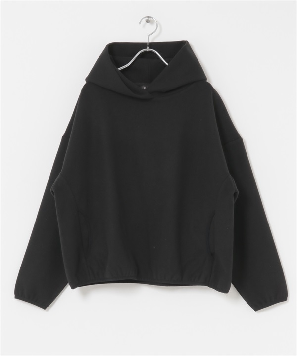 EKAL / 起毛彈性連帽上衣(黑色-one-BLACK)