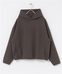 EKAL / 起毛彈性連帽上衣(棕色-one-BROWN)