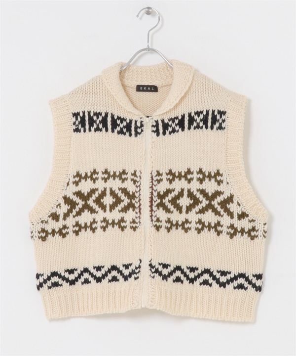 EKAL / 混羊毛考津背心(象牙白-one-IVORY)