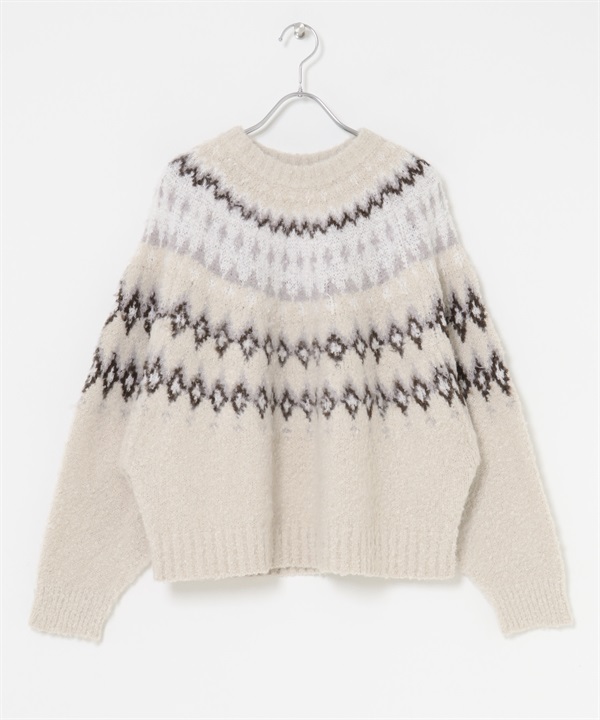 EKAL / 北歐風織紋針織衫(象牙白-one-IVORY)